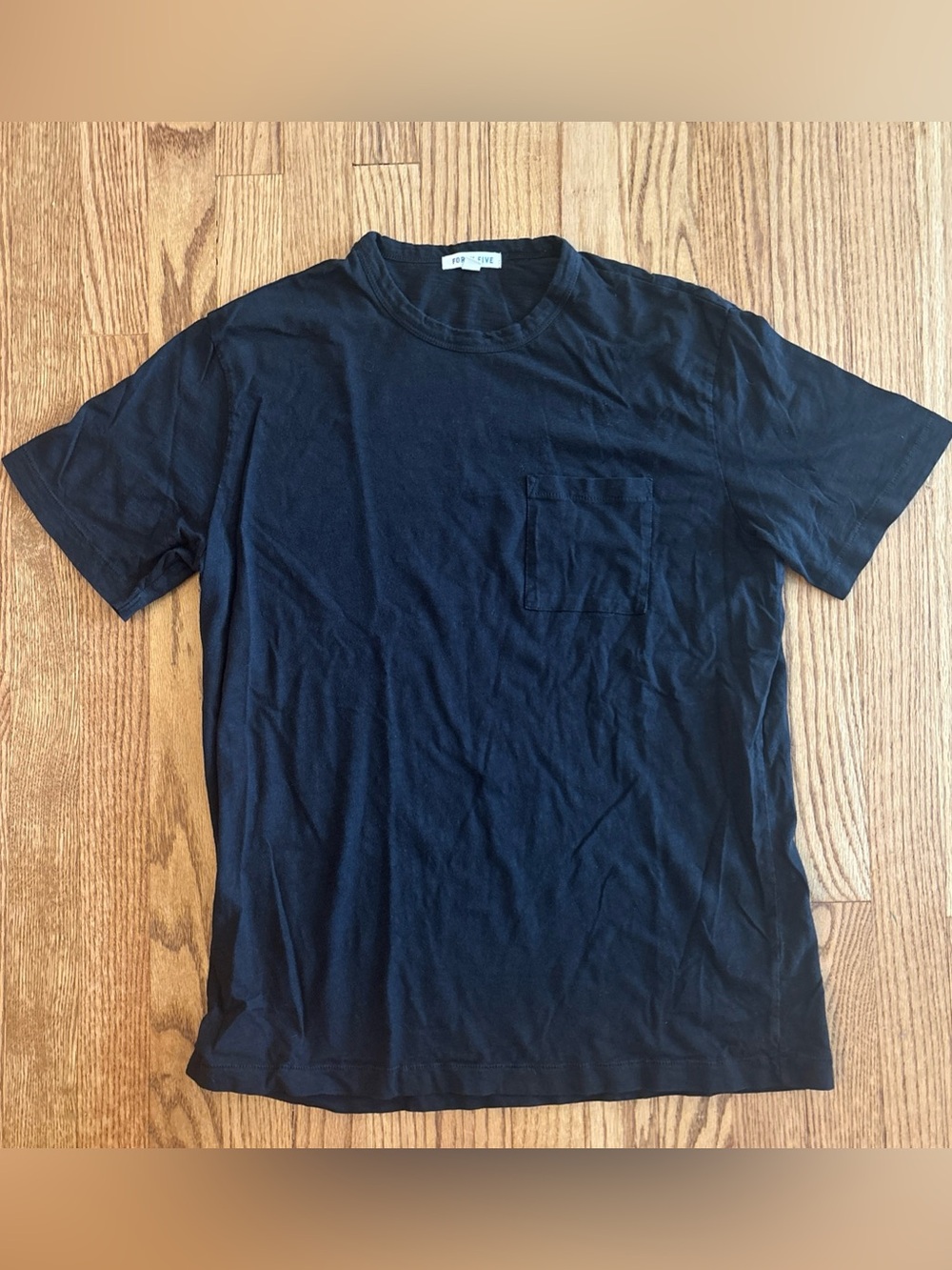 Forty Five Men's Black Short Sleeve T-Shirts Medium Peru Cotton